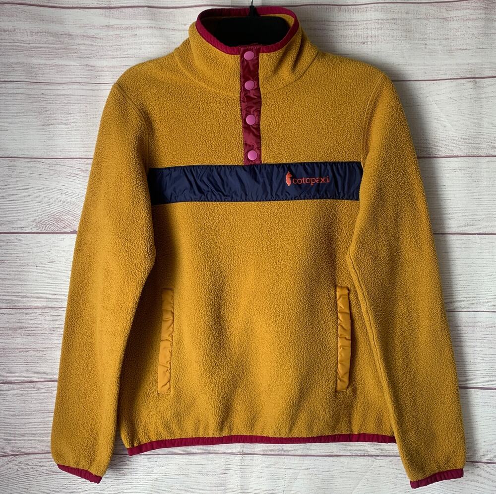 Cotopaxi Teca Fleece Pullover Jacket Partial Snap Button Honeycomb Yellow Size S
